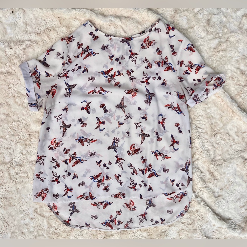 Blouse with Bird Pattern